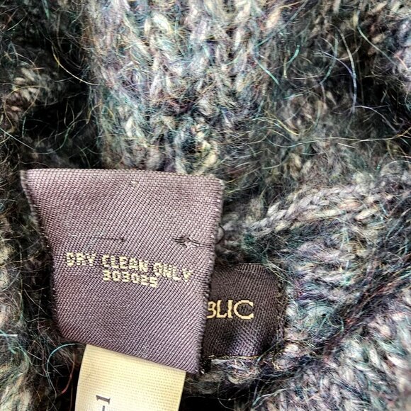 Banana Republic Crop Turtleneck Sweater Roll Hem Mohair Wool Blend Womens M Teal - Picture 6 of 6